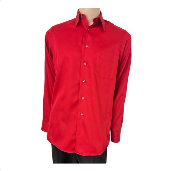 Geoffrey Beene Men's Dress Shirt { Medium : 15 ½ - 34 / 35 } Red - Picture 2 of 11